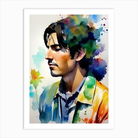 Man With A Flower Art Print