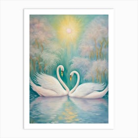 Swans In Love Art Print