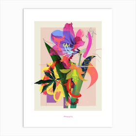 Amaryllis 4 Neon Flower Collage Poster Art Print