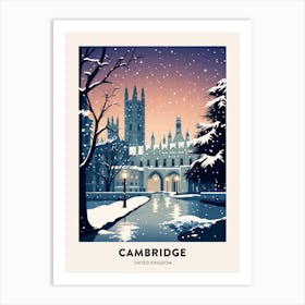 Winter Night  Travel Poster Cambridge United Kingdom 4 Art Print
