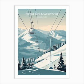 Poster Of Stowe Mountain Resort   Vermont, Usa, Ski Resort Illustration 2 Art Print