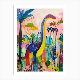 Colourful Dinosaur Pattern Painting Art Print