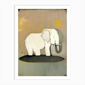 Elephant And Lotus Symbol Abstract Painting Art Print