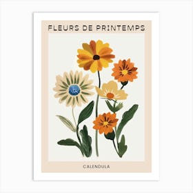 Spring Floral French Poster  Calendula 2 Art Print