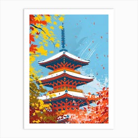 Shitenno Ji Temple Osaka 1 Colourful Illustration Art Print