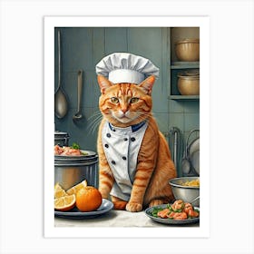 Chef Cat Art Print