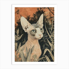 Sphynx Cat Japanese Illustration 2 Art Print