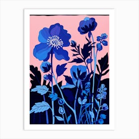 Blue Flower Illustration Aconitum 2 Art Print