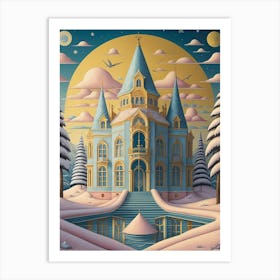 Pastel Castle In The Snow Art Print