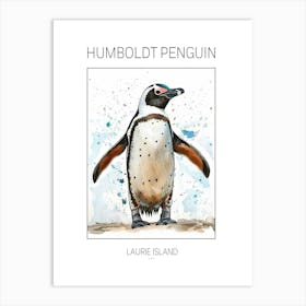 Humboldt Penguin Laurie Island Watercolour Painting 4 Poster Art Print