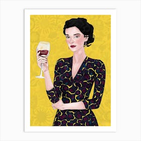 Woman With A Glass Of Wine Art Print