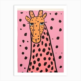Pink Polka Dot Giraffe 1 Art Print