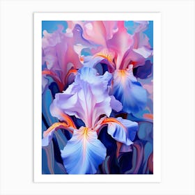 Iris In Blue And Pink Art Print