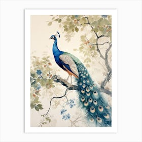 Peacock In The Tree Branches Art Print