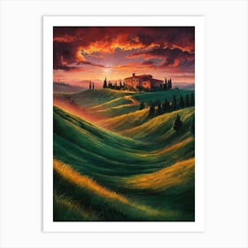 Sunset In Tuscany Art Print