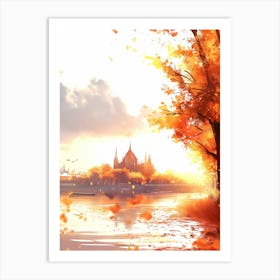 Autumn Leaves On The River Art Print