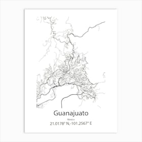 Guanajuato,Mexico Minimalist Map Poster