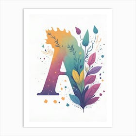 Colorful Letter A Illustration 22 Art Print