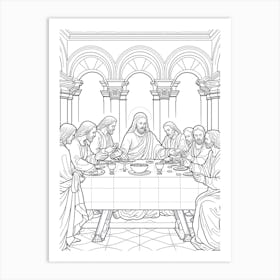 Line Art Inspired By The Last Supper 7 Art Print