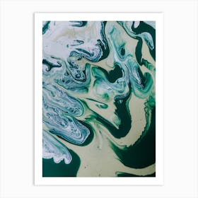 Green And White Swirls Art Print