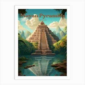 Mayan Pyramids Mexico Vibrant Travel Art Art Print