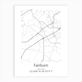 Fairburn,United States Minimalist Map Art Print