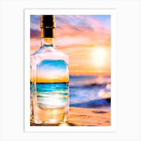 Bottle On The Beach Art Print