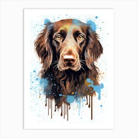 Brown Flat-coated Retriever Watercolor Portrait Flatty Art Print