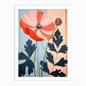 Poppy 5 Hilma Af Klint Inspired Pastel Flower Painting Art Print