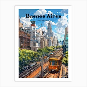 Buenos Aires Argentina Train Art Illustration Affiche