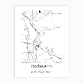 Neckarsulm,Germany Minimalist Map Art Print