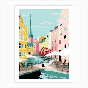 Gothenburg, Sweden, Flat Pastels Tones Illustration 1 Art Print