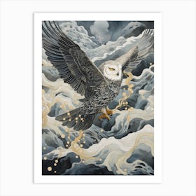 Snowy Owl 2 Gold Detail Painting Art Print