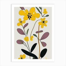 Sticky Monkeyflower Wildflower Modern Muted Colours Art Print