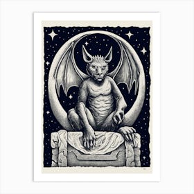 Gargoyle Tarot Card B&W 2 Art Print