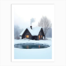 Cabin In The Snow 1 Art Print