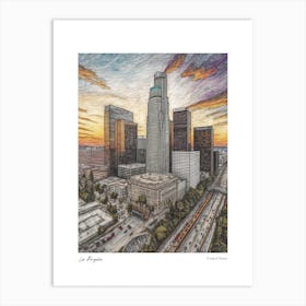 Los Angeles United States Drawing Pencil Style 3 Travel Poster Art Print