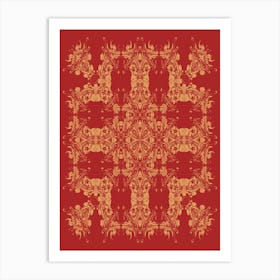Imperial Japanese Ornate Pattern Burnt Red And Orange 1 Art Print