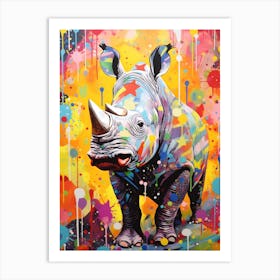 Paint Splash Dotty Rhino 5 Art Print