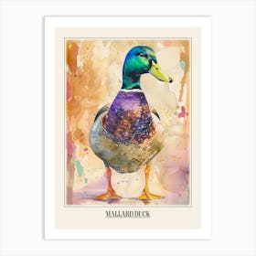 Mallard Duck Colourful Watercolour 2 Poster Art Print