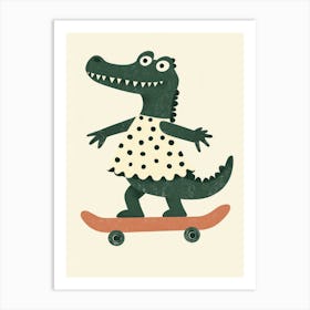 Nursery crocodyle on skateboard Art Print