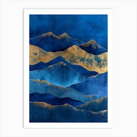 Mountains In Blue And Gold 1 Art Print