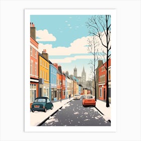 Vintage Winter Travel Illustration Newcastle United Kingdom 1 Art Print