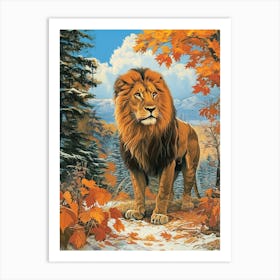 Barbary Lion Relief Illustration 1 Art Print