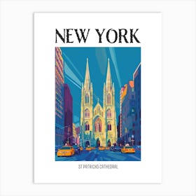 St Patricks Cathedral New York Colourful Silkscreen Illustration 4 Poster Art Print