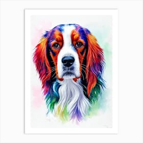 Irish Red And White Setter Rainbow Oil Painting Dog Art Print