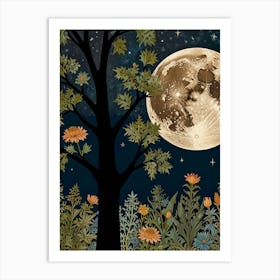 Moonlight In The Garden Style William Morris 12 Art Print