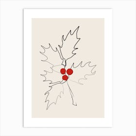 Neutral Holly Berries Art Print