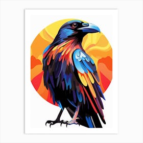 Colourful Geometric Bird Raven 2 Art Print