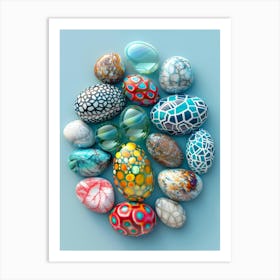 Collection Of Colorful Glass Eggs Art Print